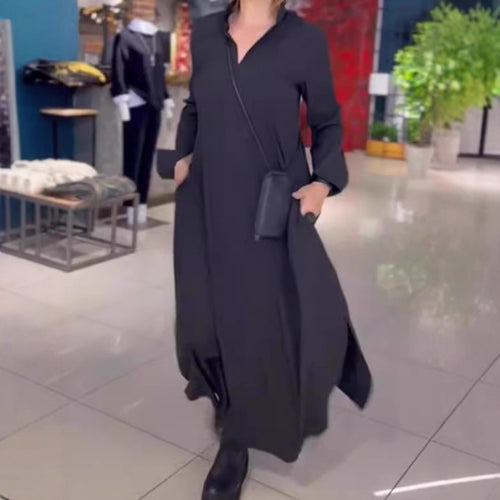 Kaftan dress for women with practical pockets and elegant collar Amarae