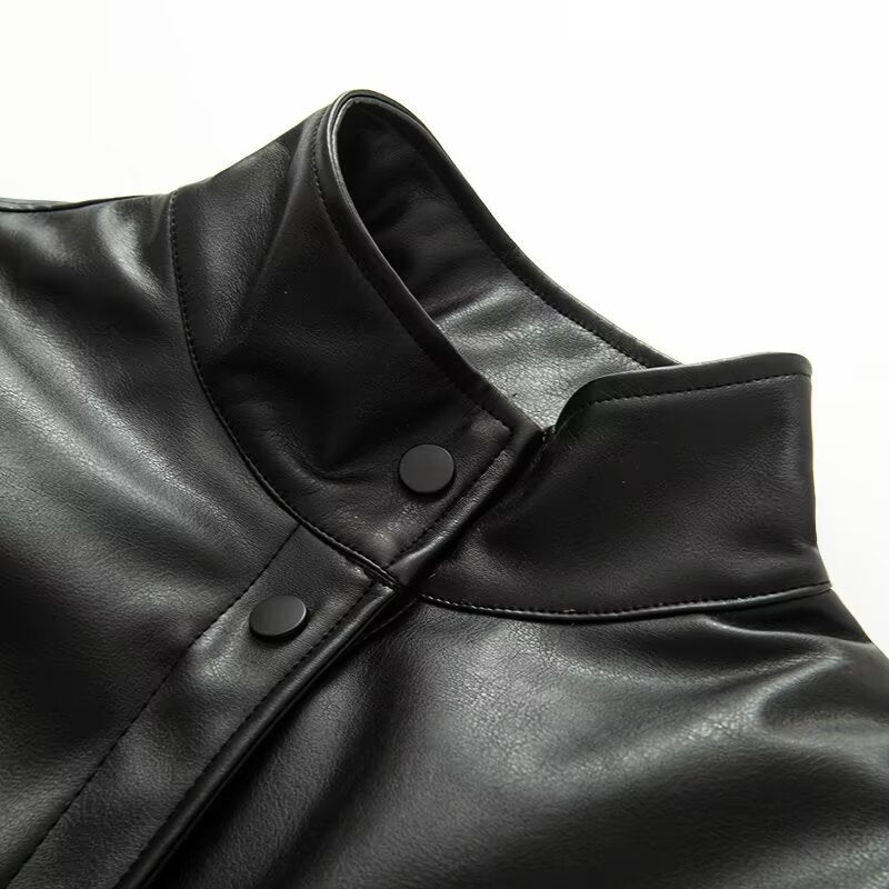 Veste en faux cuir élégante pour femmes avec col montant Chic & Stil