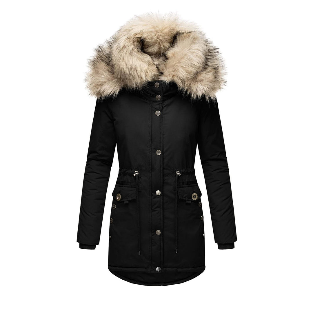 Winter parka for women with removable faux fur collar and practical pockets Lune Londonl