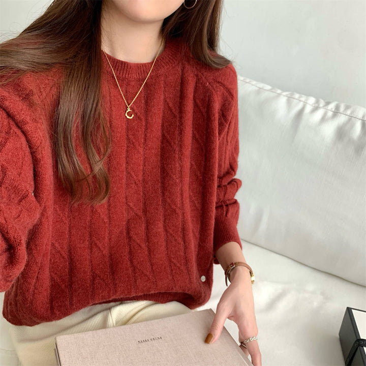 Pull en tricot épais pour femmes avec motif texturé et coupe décontractée Chic & Stil