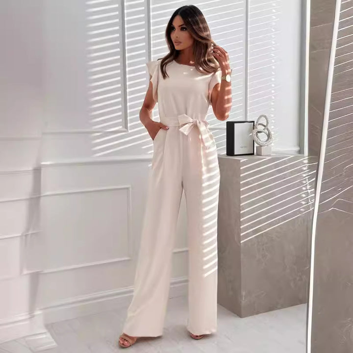 Elegant woman in flying sleeve jumpsuit Lune London