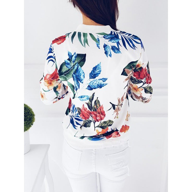 Women's bomber jacket with floral design and elastic cuffs Lune London