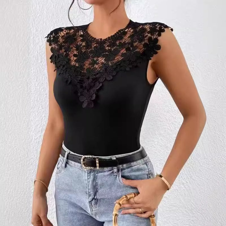 Ladies Floral Lace Detail Bodysuit Lune London