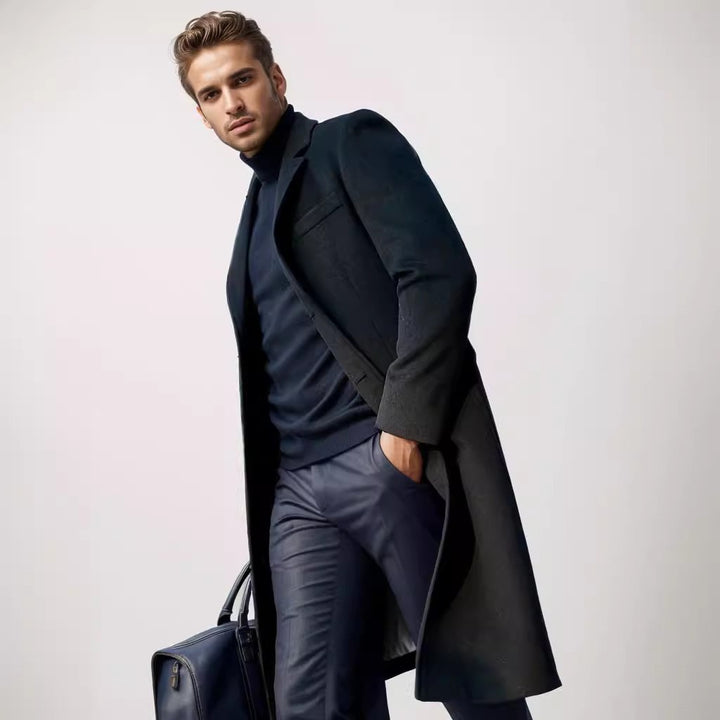 Elegant coat for men with textured fabric and modern accents Lune London