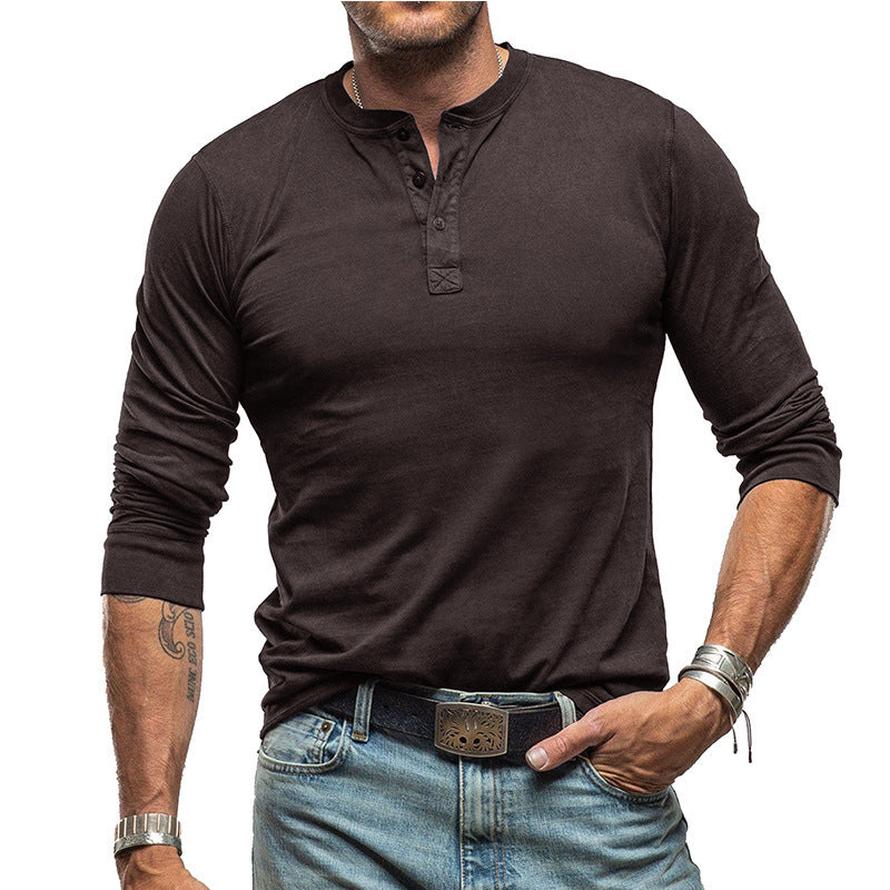 Men's long sleeve Henley shirt with stylish buttons and a high quality cotton blend Lune London