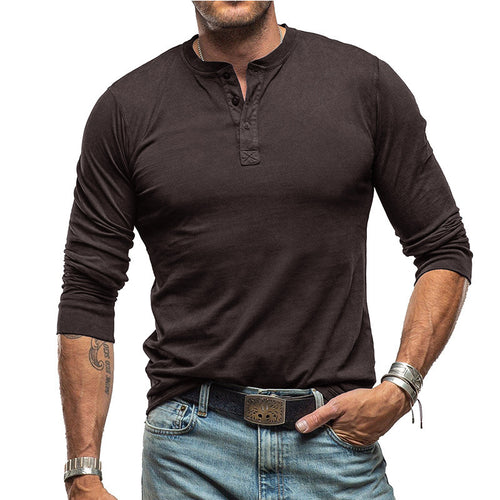 Men's long sleeve Henley shirt with stylish buttons and a high quality cotton blend Amarae