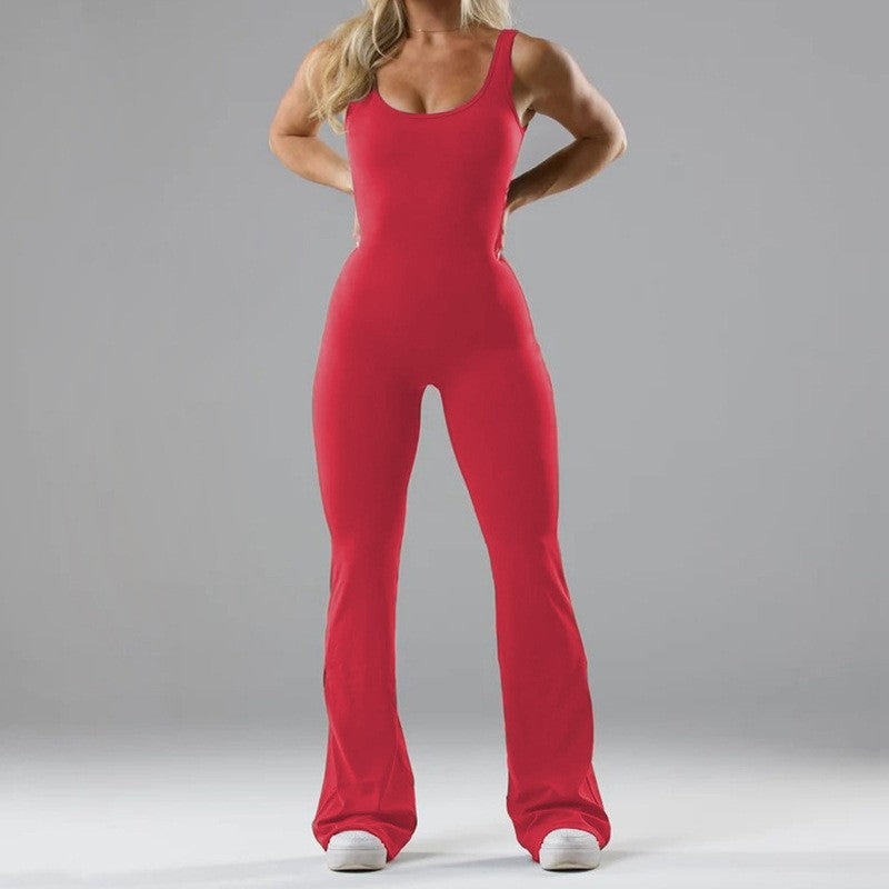 Ladies Flared Sport Jumpsuit with Soft Material Lune London