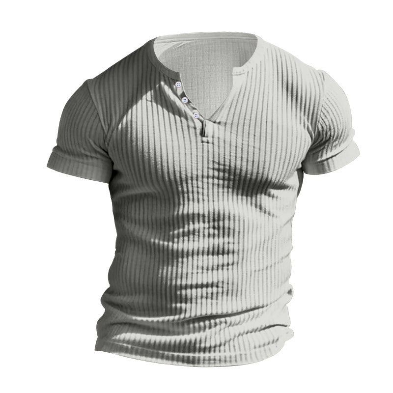 Men's Short Sleeve Henley T-Shirt with Textured Design Amarae