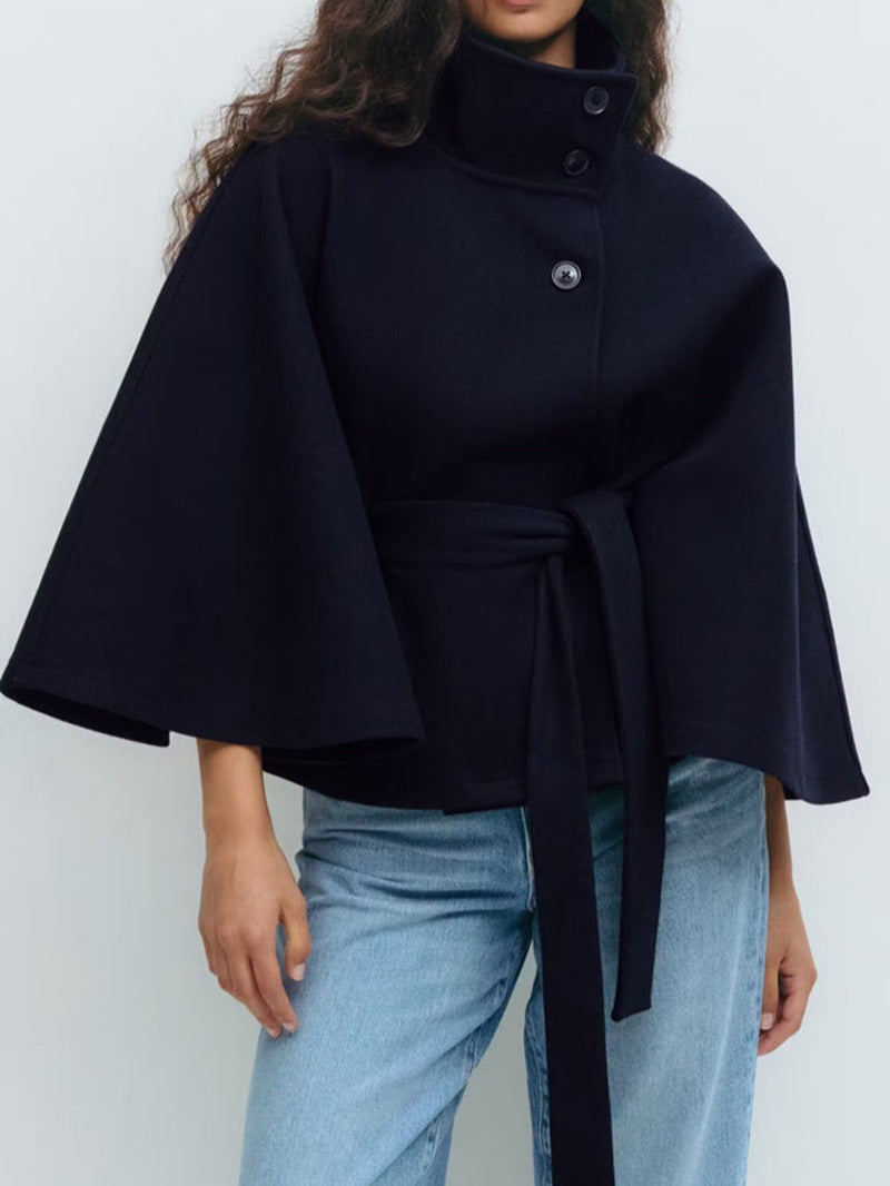 Ladies modern wrap jacket with loose fit and high collar Lune London