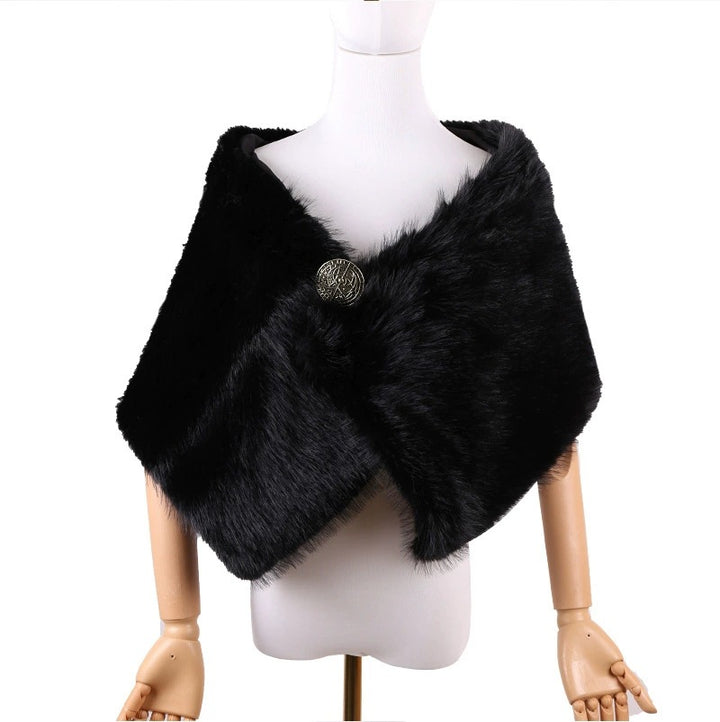 Ladies' shoulder stole made of faux fur in a rustic fur look with leather strap Amarae