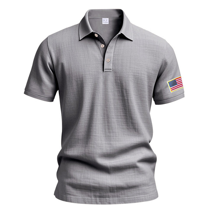Men's sporty polo with American flag pattern and moisture-wicking technology Lune London