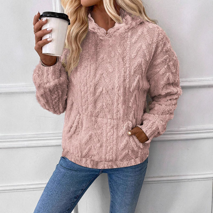 Ladies plush hoodie with high collar and kangaroo pocket Lune London