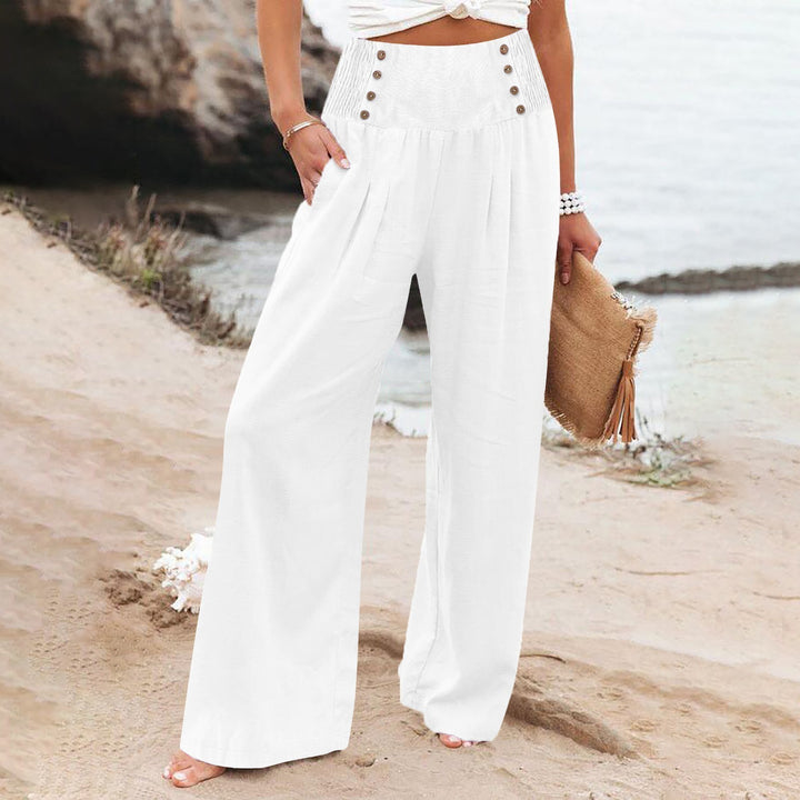 Summer wide pants for women with button details Lune London