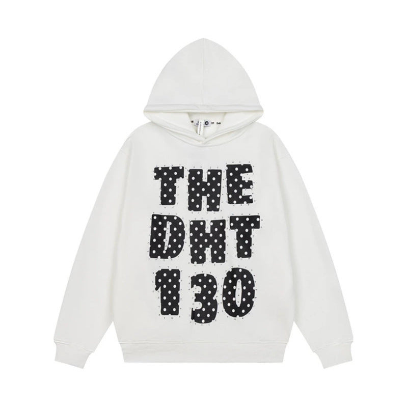 Unisex Oversize Hoodie with Statement Print and Polka Dot Application Amarae