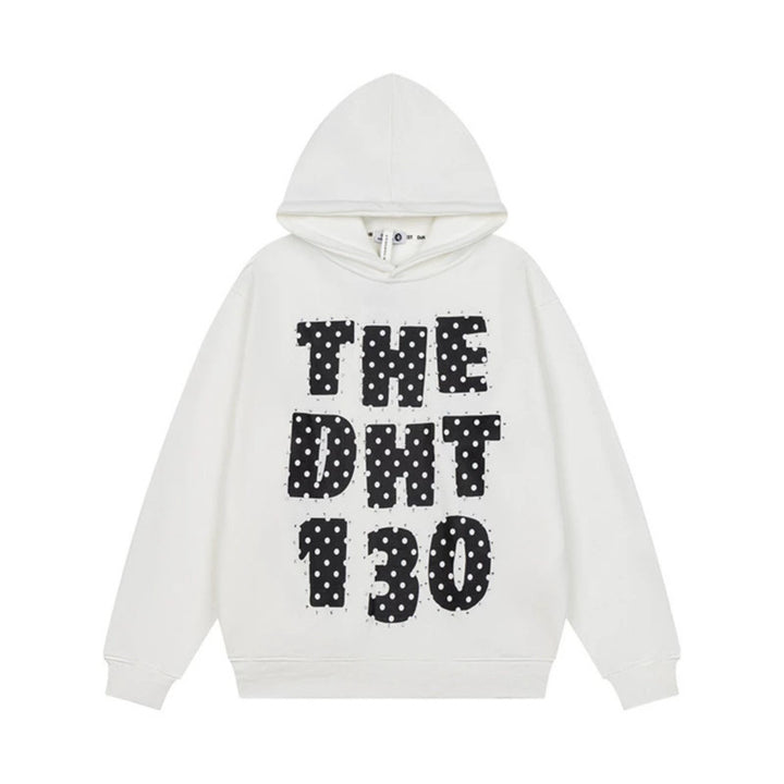 Unisex Oversize Hoodie with Statement Print and Polka Dot Application Amarae