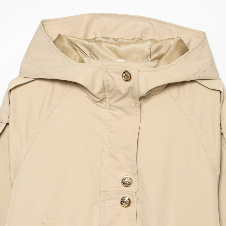 Women's short parka with hood, drawstring waist and flap pockets Amarae