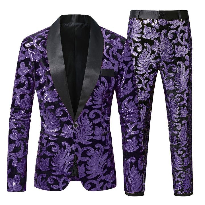 Sparkling tuxedo suit for men with floral sequin patterns Amarae