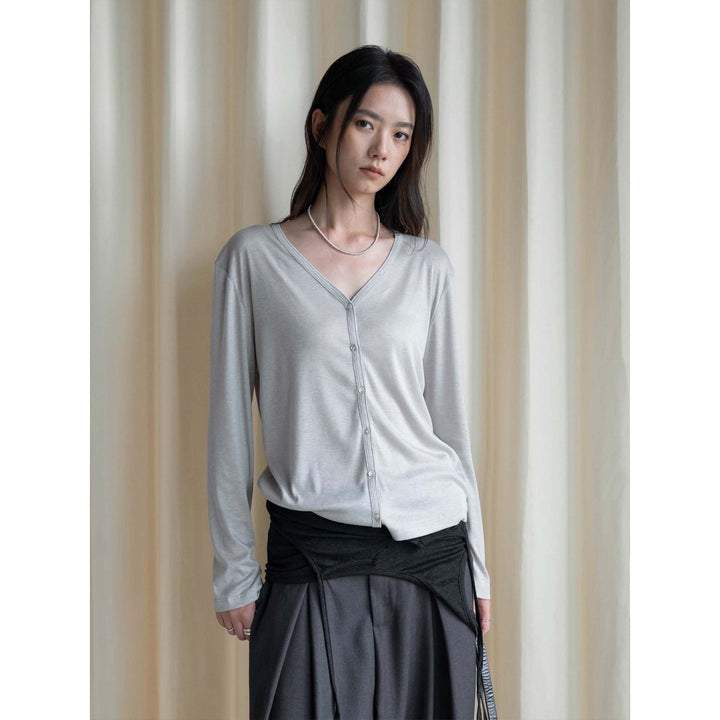 Women's Lightweight Viscose Fine Knit Cardigan with Buttonless Closure and Relaxed Fit Amarae