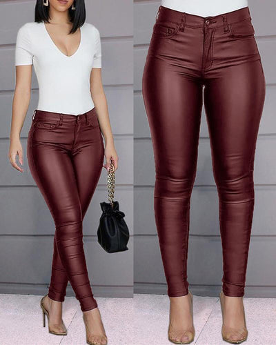 Amarae | Leather-like, Figure-hugging Leggings with High Waist