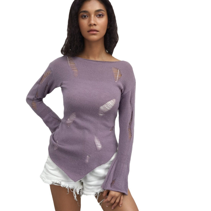 Ladies casual sweater with openwork patterns Lune London