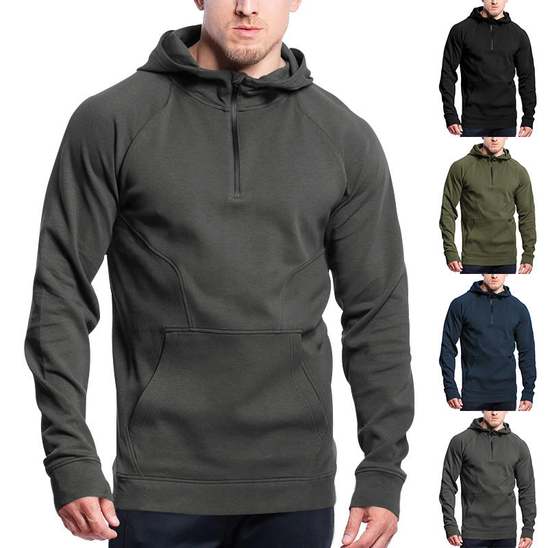 Men's functional hoodie with half-zip and practical kangaroo pocket Amarae