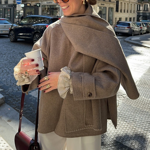 Oversized wool blend coat for women with shawl collar Amarae