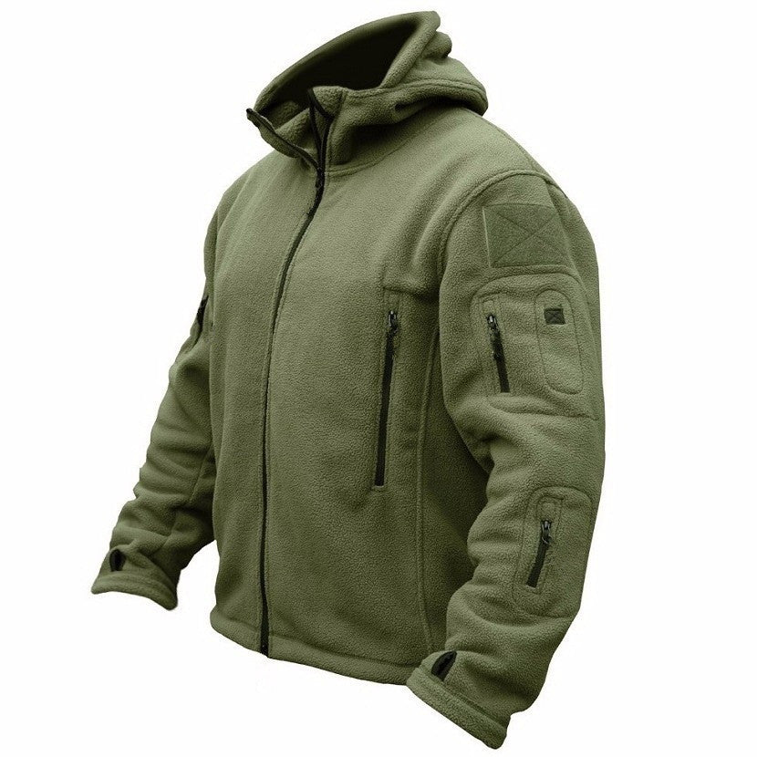 Fleece jacket for men with multiple pockets and adjustable hood Lune London