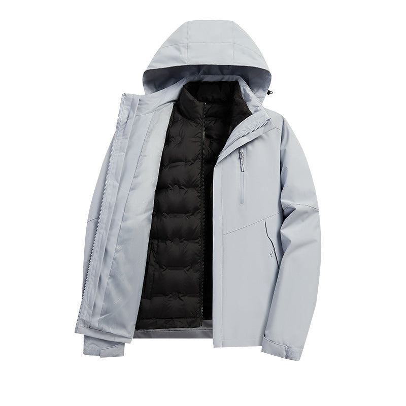 Men's two-in-one weather protection jacket with detachable quilted inner lining, hood, and waterproof membrane Amarae