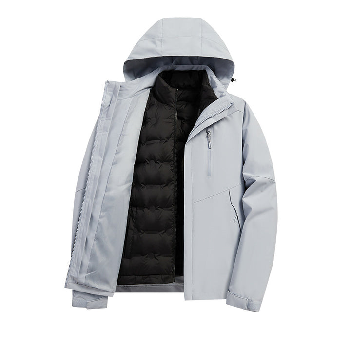 Men's two-in-one weather protection jacket with detachable quilted inner lining, hood, and waterproof membrane Amarae