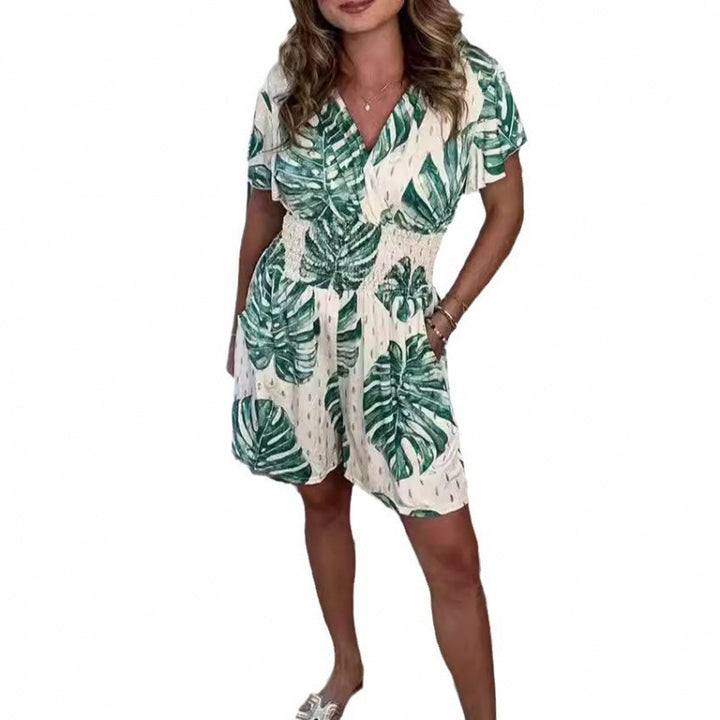 Women’s jumpsuit with floral design and elastic waist Lune London