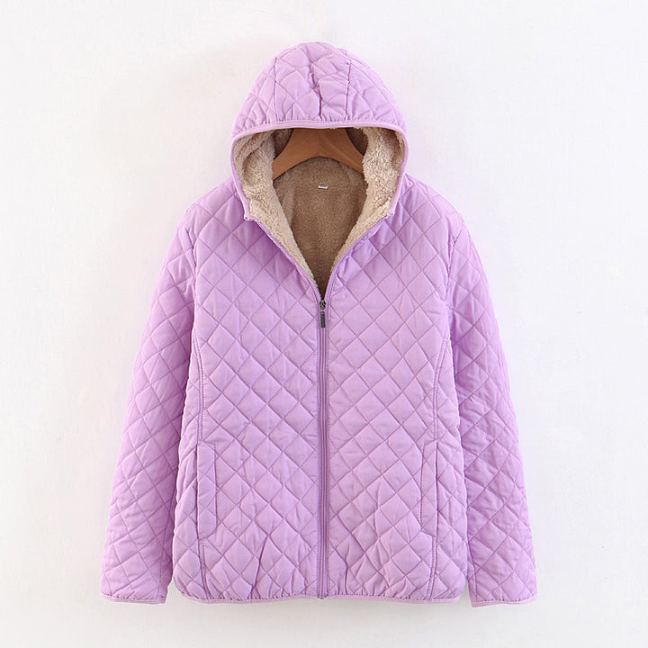Ladies quilted winter coat with cozy lining and hood Lune London