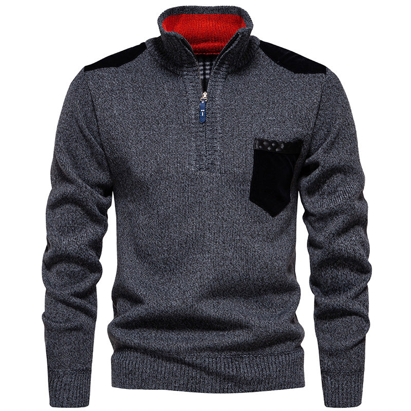 High-quality pullover for men with a high collar and zipper Lune London
