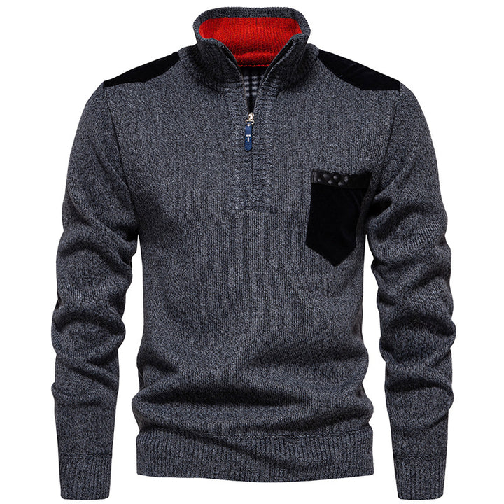 High-quality pullover for men with a high collar and zipper Lune London