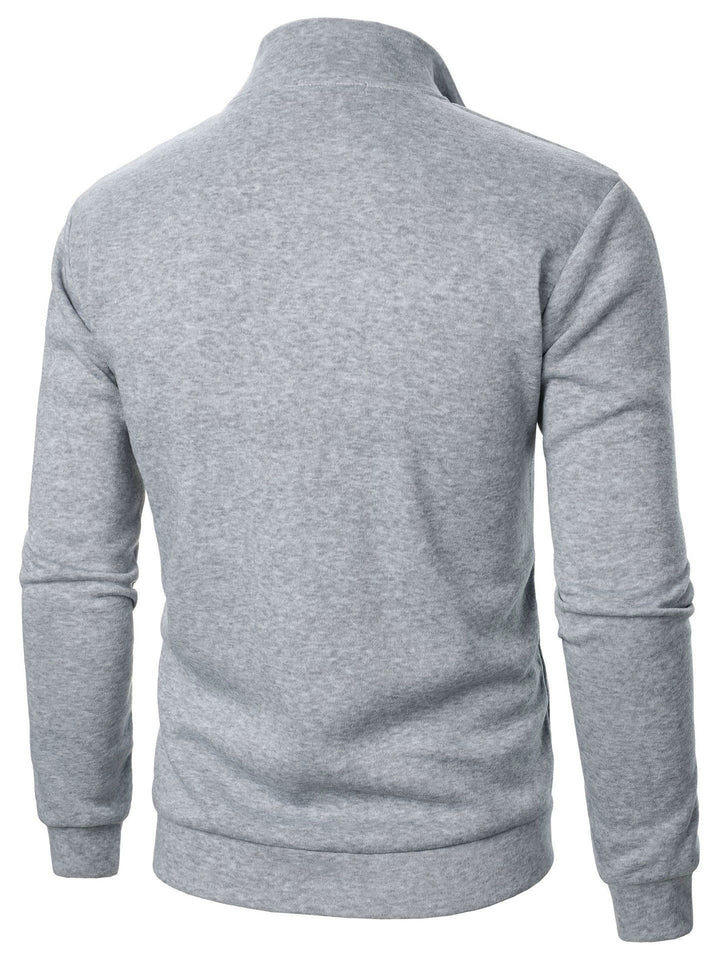Men's fleece pullover with practical stand-up collar and zipper Chic & Stil