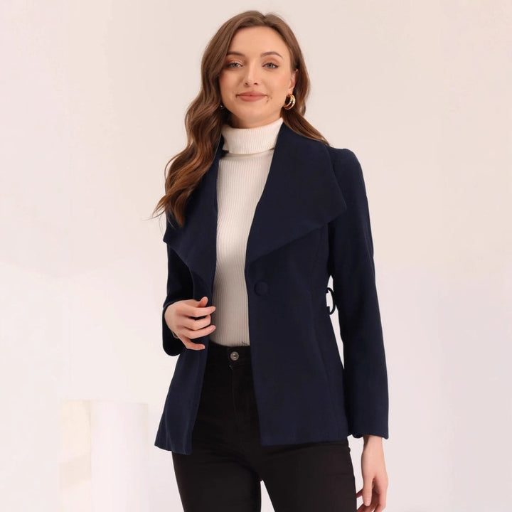 Lune London asymmetric collar fashion transition jacket for women