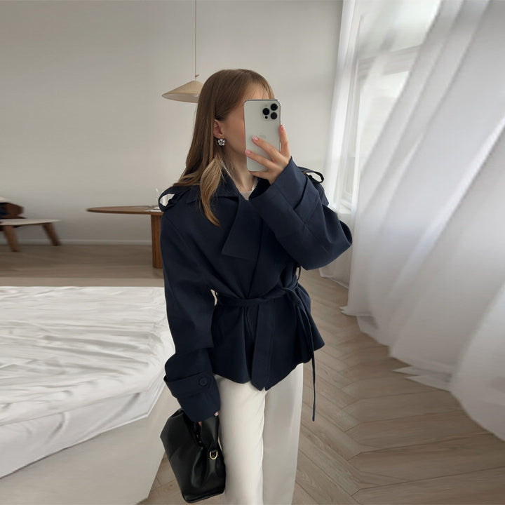 Ladies Elegant oversized trench coat with belt and structured sleeves Lune London