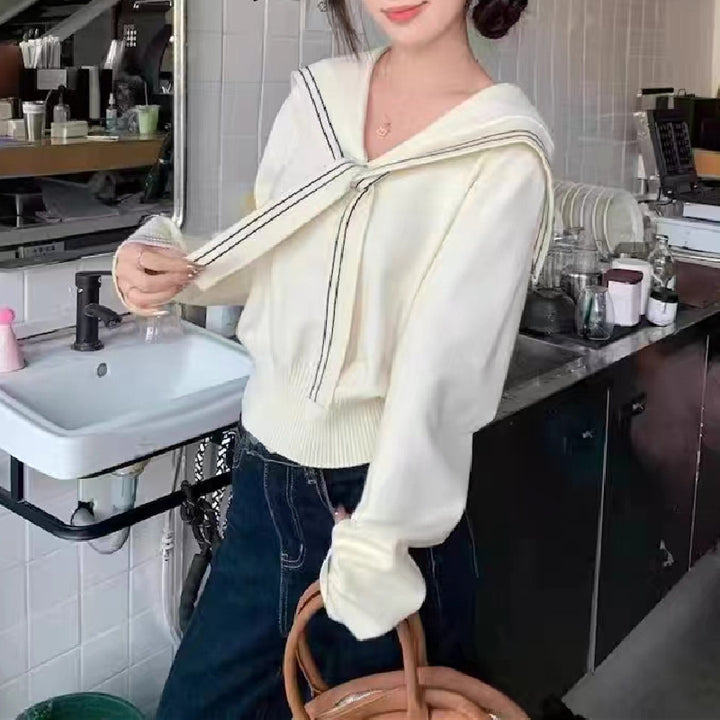 Pull femme élégant avec col à nœud et fine structure en tricot Lune London