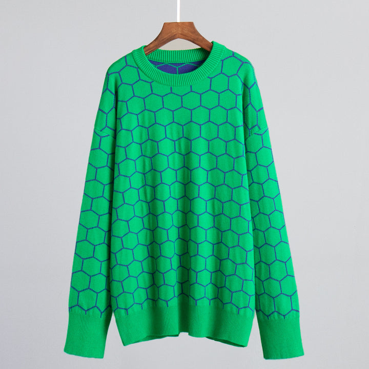Ladies creative knitted sweater with honeycomb pattern Lune London