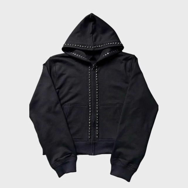 Lady hoodie with decorative studs and straight cut Amarae