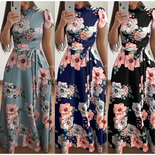 Robe Maxi Femme avec Design Floral Élégant et Coupe Flatteuse