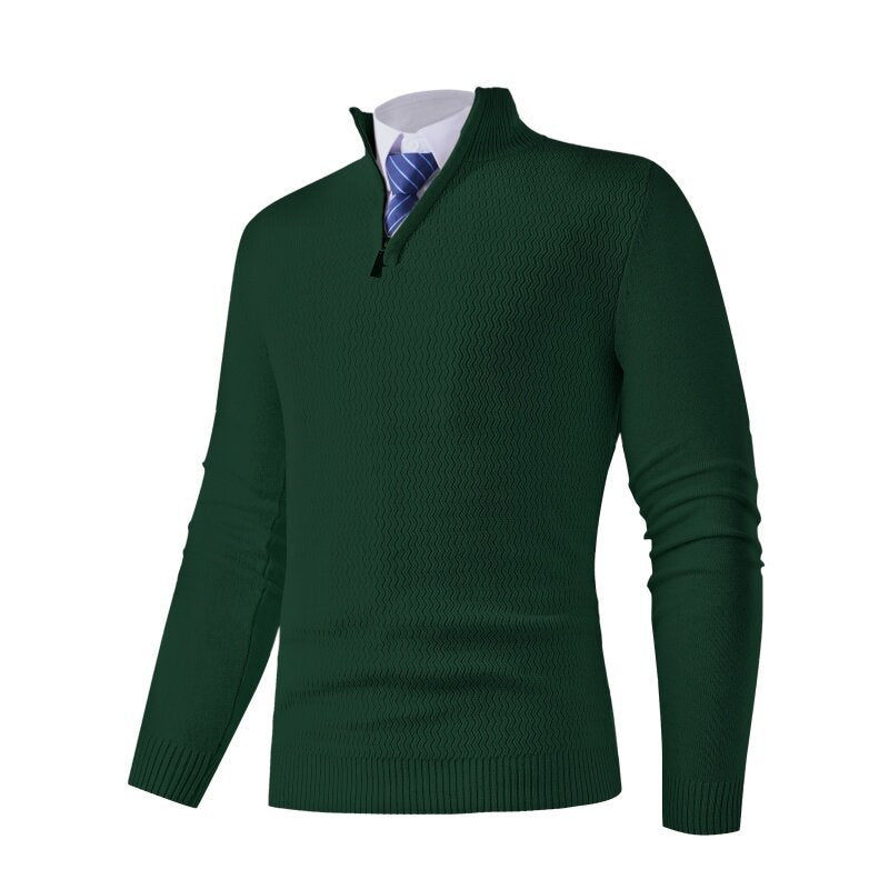 Men's knit sweater with modern high collar and structured design Lune London