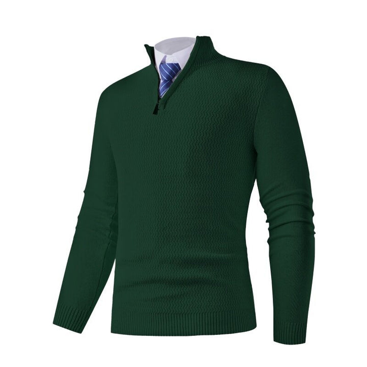 Men's knit sweater with modern high collar and structured design Lune London