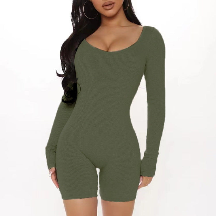 Fitted jumpsuit for women with long sleeves and a V neck Lune London