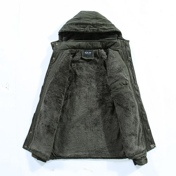 Multifunctional winter jacket for men with fleece lining and removable hood Lune London