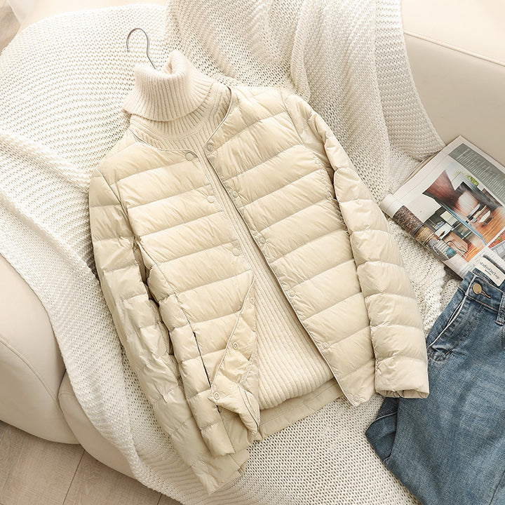 Women Ultra-Lightweight Quilted Jacket without Collar, Packable Thermal Jacket for Travel and Everyday Amarae