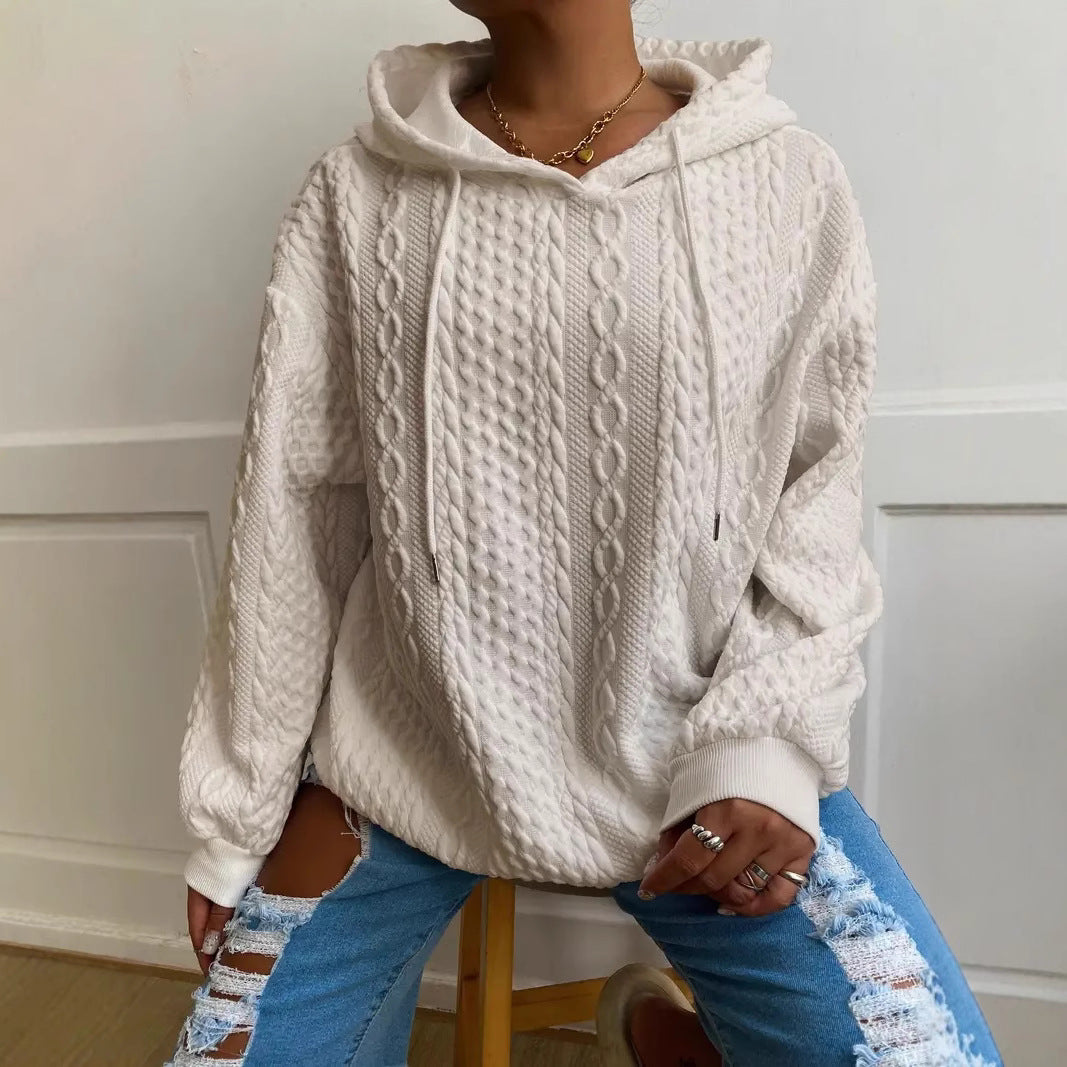 Ladies comfortable hoodie with chic and stylish textured knit design