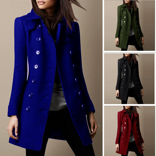 Ladies urban coat with double buttons and classic details Amarae