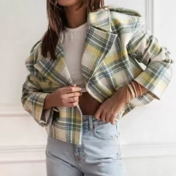 Women's Short Checkered Blazer Lune London