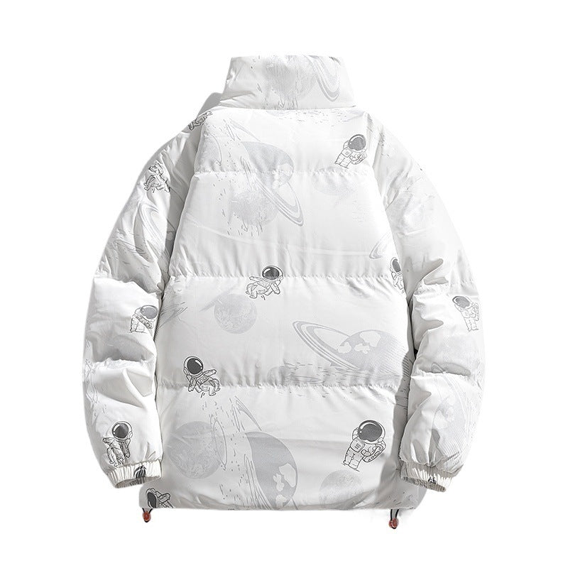 Ladies futuristic quilted jacket with astronaut patterns Amarae