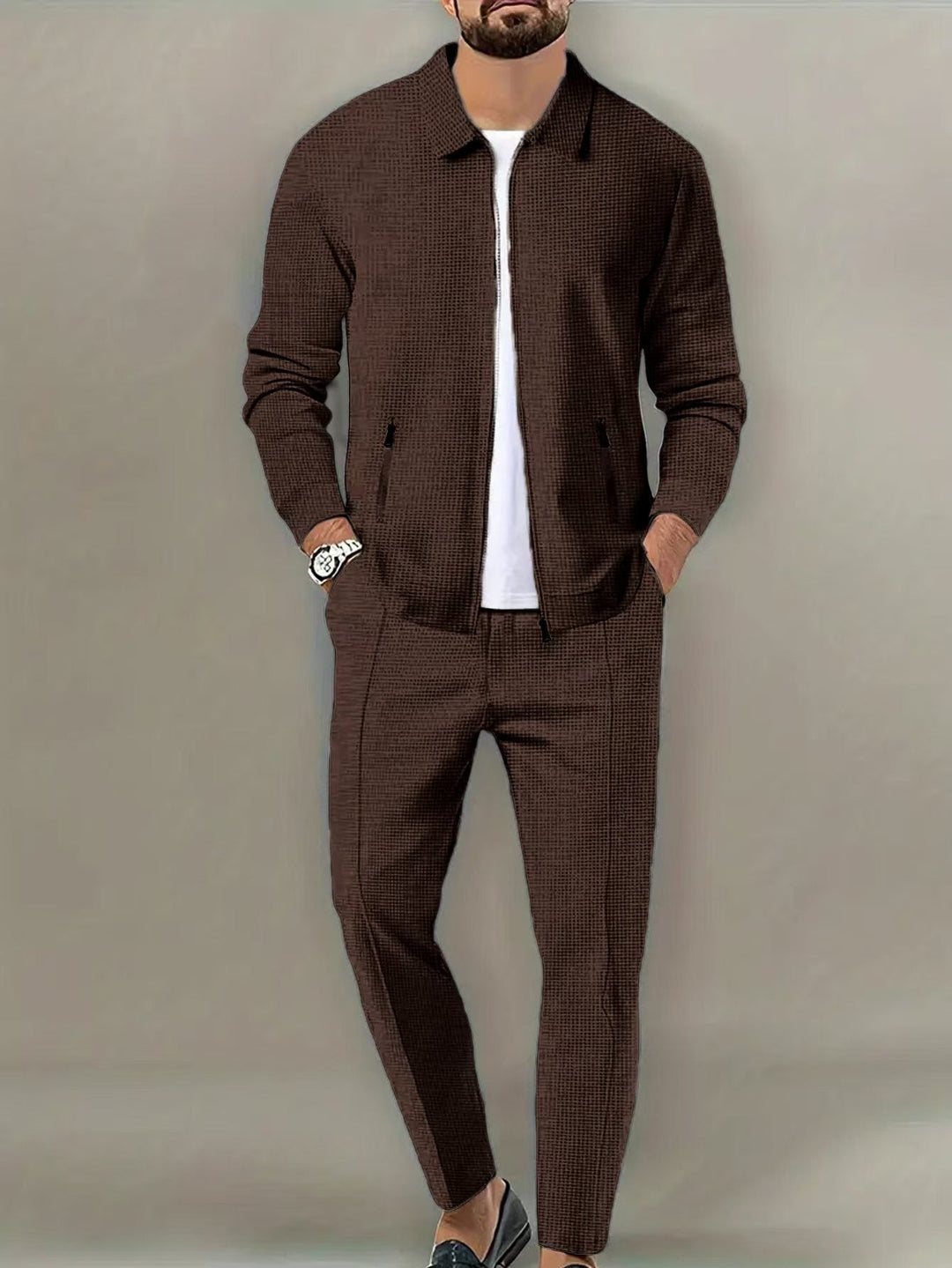 Men's Leisure Suit with Modern Structured Design and Practical Pockets Amarae